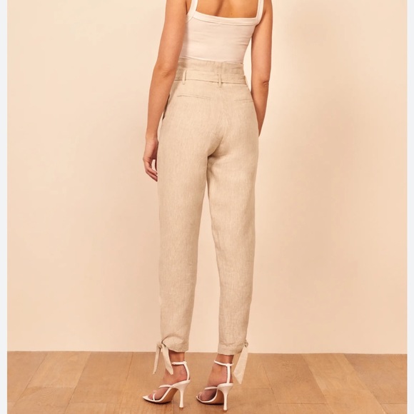 Reformation Norman High Waist Linen Pants Ankle Ties size 10 - Picture 3 of 5